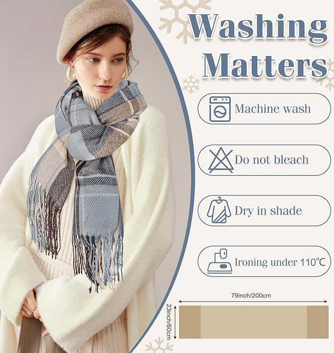 Oversized Plaid Winter Scarf Soft Chunky Wrap Shawl for Warmth and Everyday Style