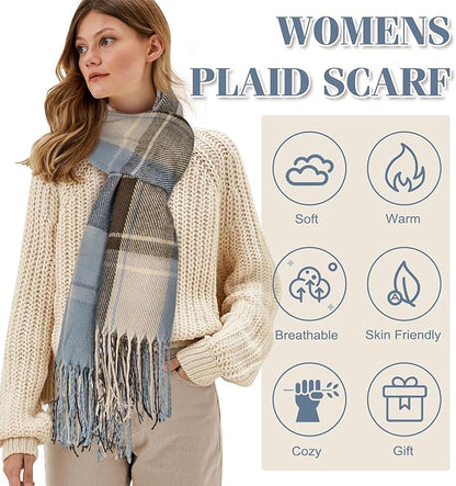 Oversized Plaid Winter Scarf Soft Chunky Wrap Shawl for Warmth and Everyday Style