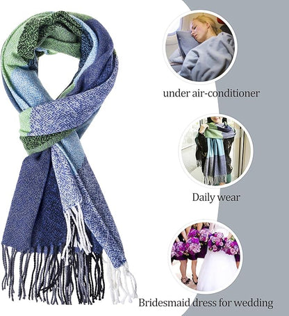 Oversized Plaid Winter Scarf Soft Chunky Wrap Shawl for Warmth and Everyday Style