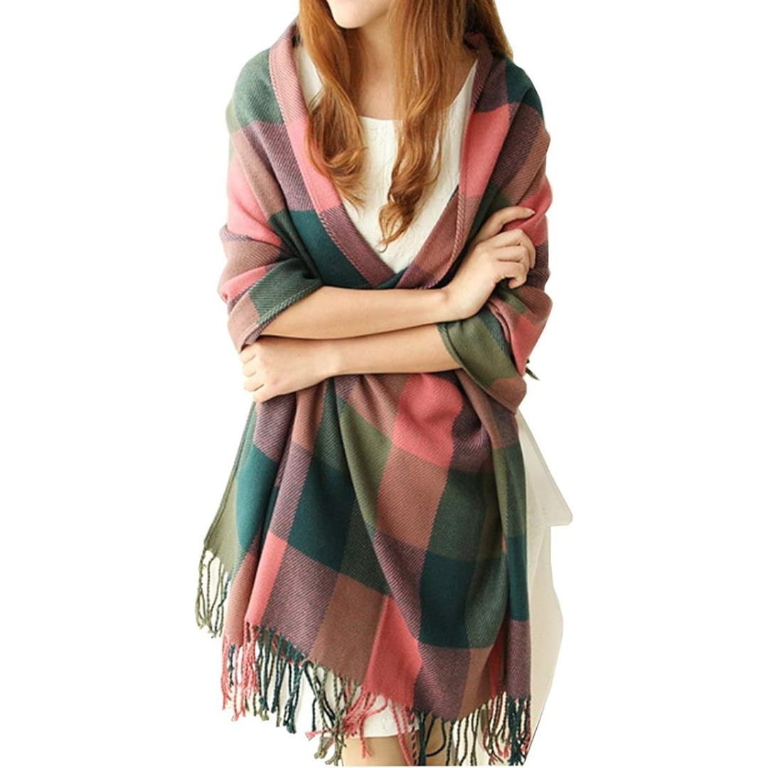 Oversized Plaid Winter Scarf Soft Chunky Wrap Shawl for Warmth and Everyday Style