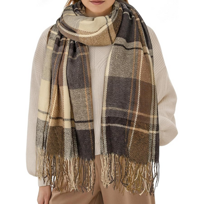 Oversized Plaid Winter Scarf Soft Chunky Wrap Shawl for Warmth and Everyday Style