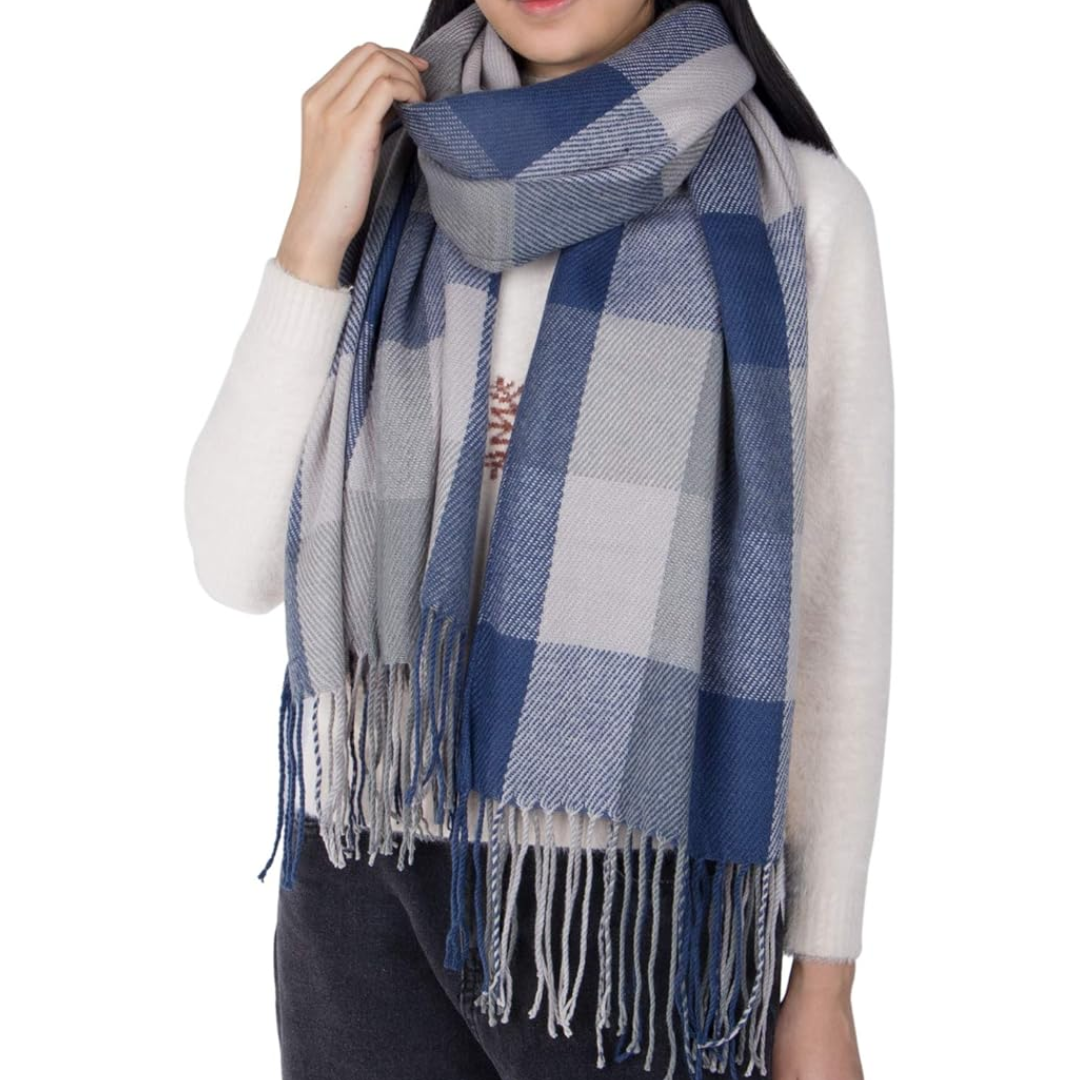 Oversized Plaid Winter Scarf Soft Chunky Wrap Shawl for Warmth and Everyday Style