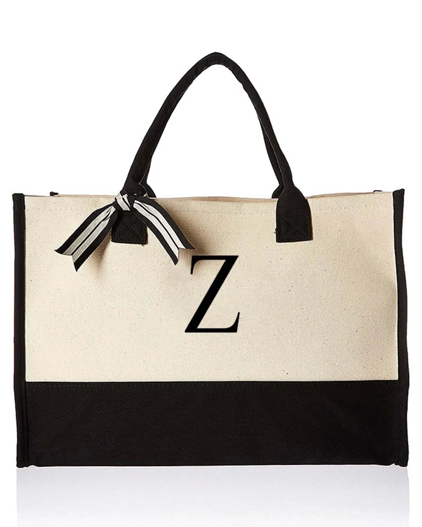 Personalized Monogram Canvas Tote Bag Large Everyday Shopper Shoulder Bag