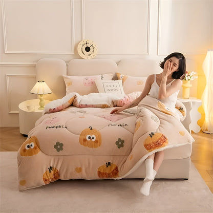 Plush Velvet Pumpkin Snowflake Throw Blanket Cozy Winter Decor