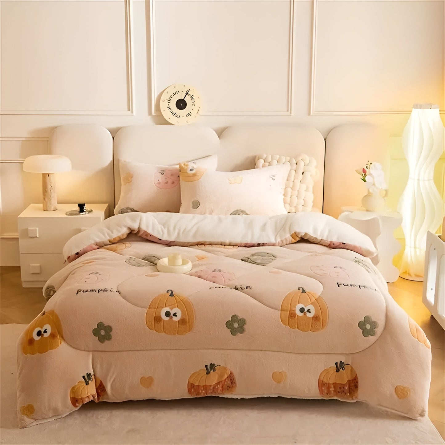 Plush Velvet Pumpkin Snowflake Throw Blanket Cozy Winter Decor