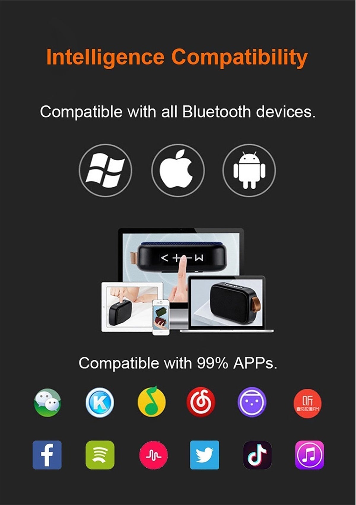 Portable Bluetooth Speaker 3D Stereo HiFi Wireless Music Player