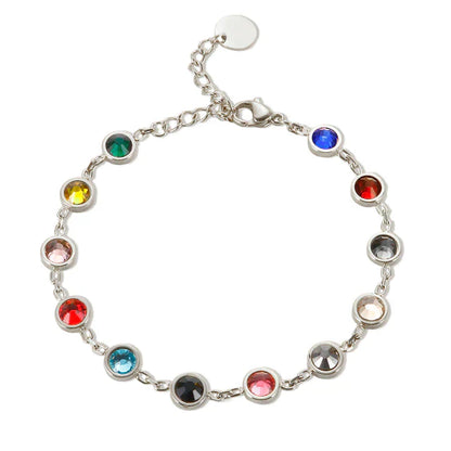 Rainbow Crystal Charm Bracelet Adjustable Gold Silver
