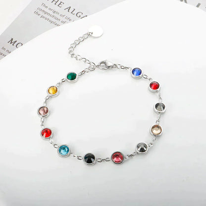 Rainbow Crystal Charm Bracelet Adjustable Gold Silver