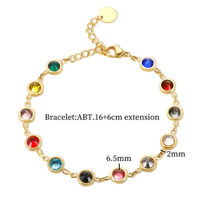 Rainbow Crystal Charm Bracelet Adjustable Gold Silver