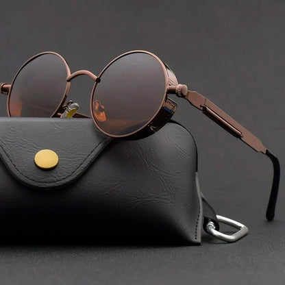 Retro Round Steampunk Sunglasses Polarized UV400 Vintage Unisex Eyewear