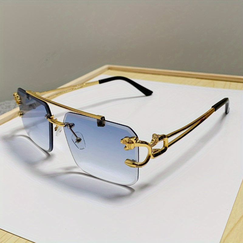 Rimless Square UV400 Sunglasses Luxury Metal Frame