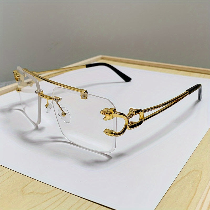 Rimless Square UV400 Sunglasses Luxury Metal Frame