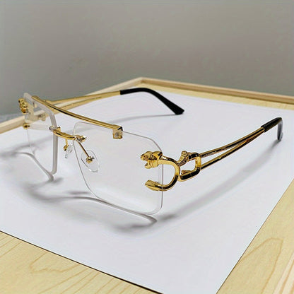 Rimless Square UV400 Sunglasses Luxury Metal Frame