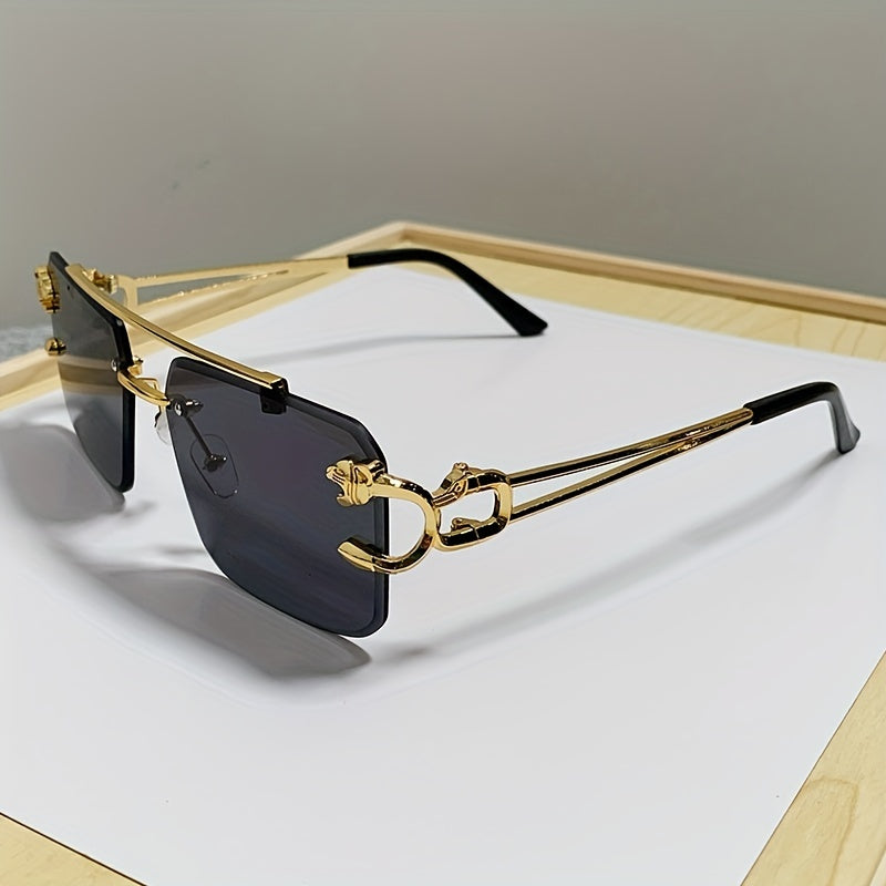 Rimless Square UV400 Sunglasses Luxury Metal Frame