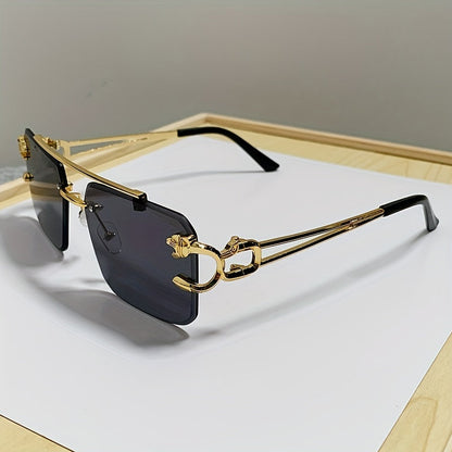 Rimless Square UV400 Sunglasses Luxury Metal Frame