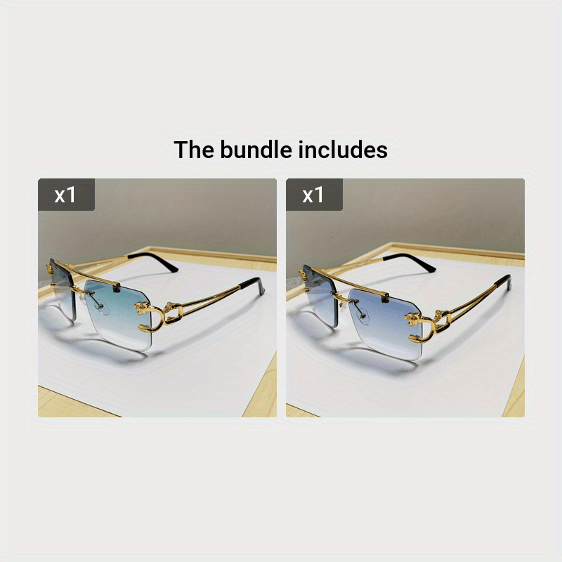 Rimless Square UV400 Sunglasses Luxury Metal Frame