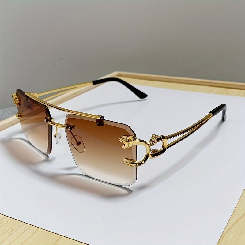 Rimless Square UV400 Sunglasses Luxury Metal Frame
