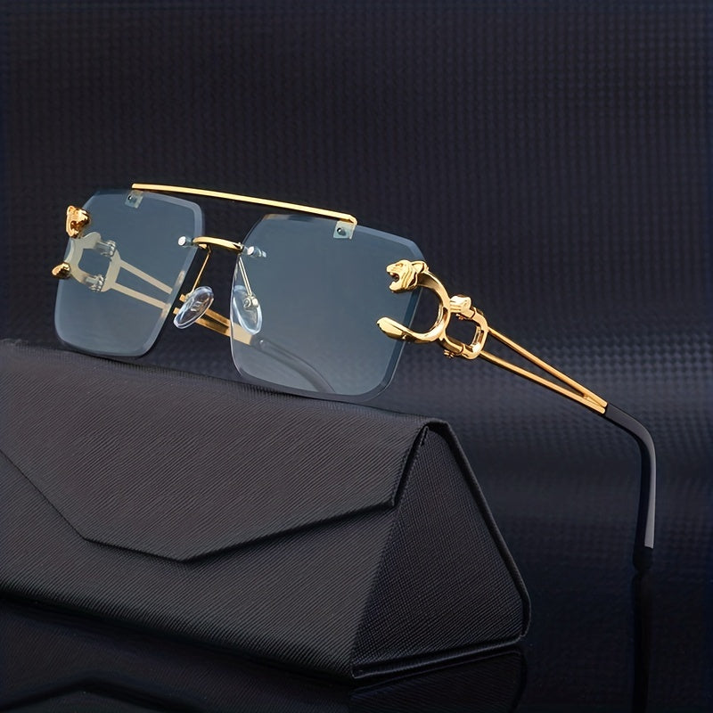 Rimless Square UV400 Sunglasses Luxury Metal Frame