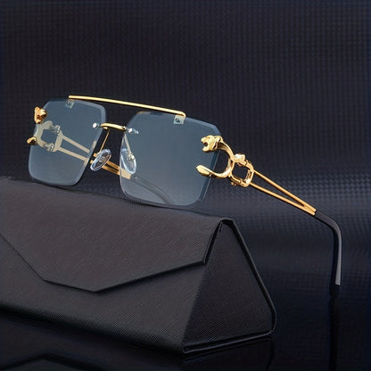 Rimless Square UV400 Sunglasses Luxury Metal Frame