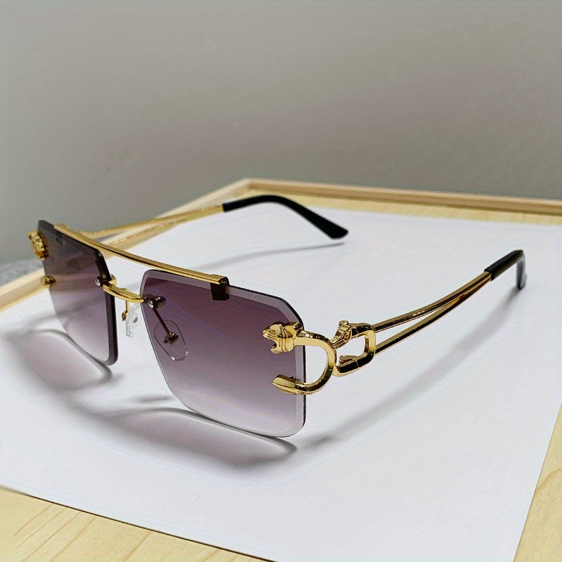 Rimless Square UV400 Sunglasses Luxury Metal Frame