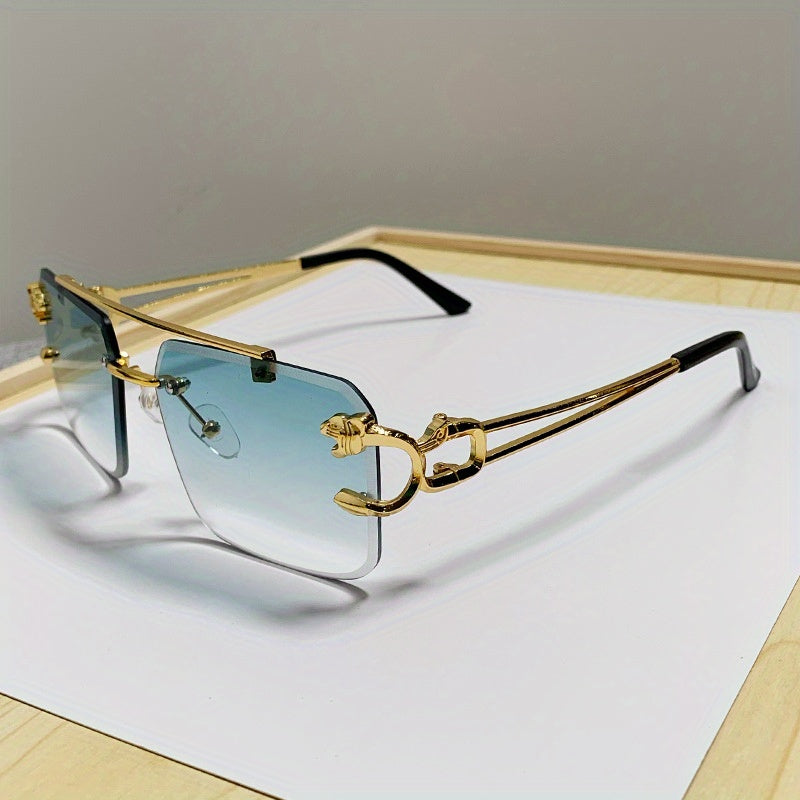 Rimless Square UV400 Sunglasses Luxury Metal Frame