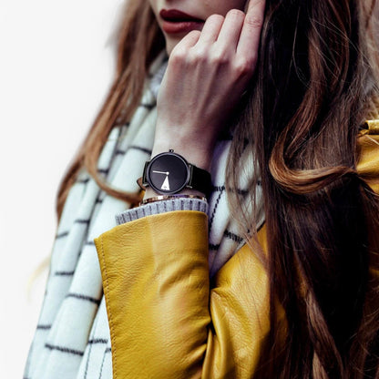 Rotating Dial Womens Watch Elegant Leather Quartz Wristwatch