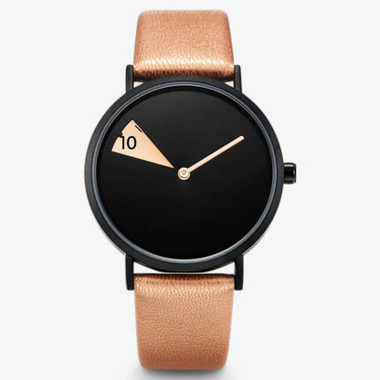 Rotating Dial Womens Watch Elegant Leather Quartz Wristwatch