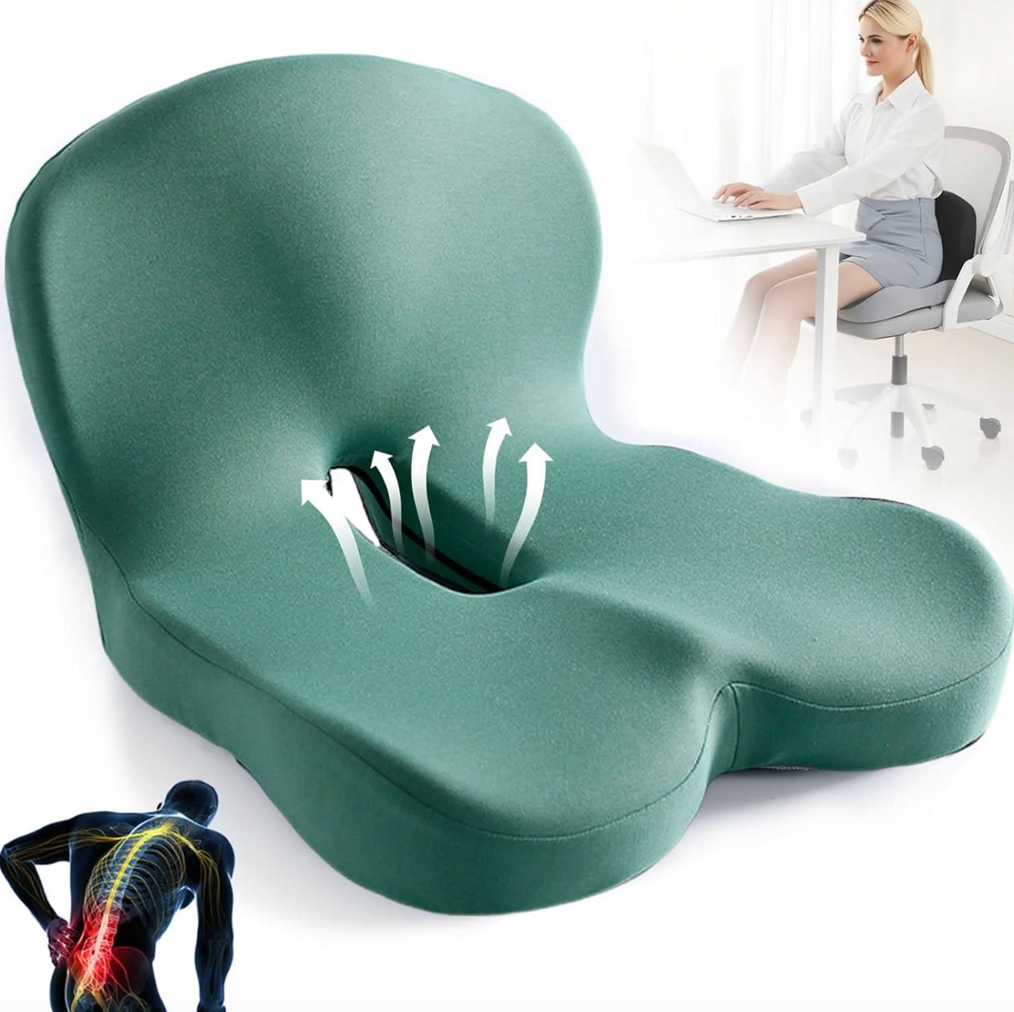 Ergonomic Memory Foam Seat Cushion Office Chair Car Support Cushion