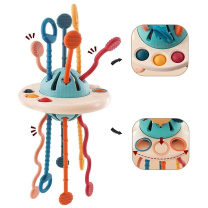 Sensory UFO Pull String Toy Baby Travel Activity Toy