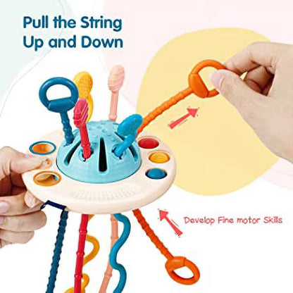 Sensory UFO Pull String Toy Baby Travel Activity Toy
