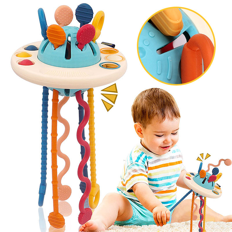 Sensory UFO Pull String Toy Baby Travel Activity Toy