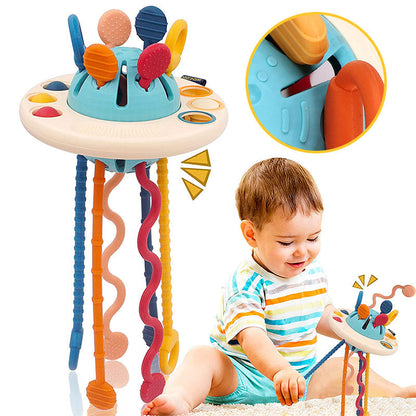 Sensory UFO Pull String Toy Baby Travel Activity Toy