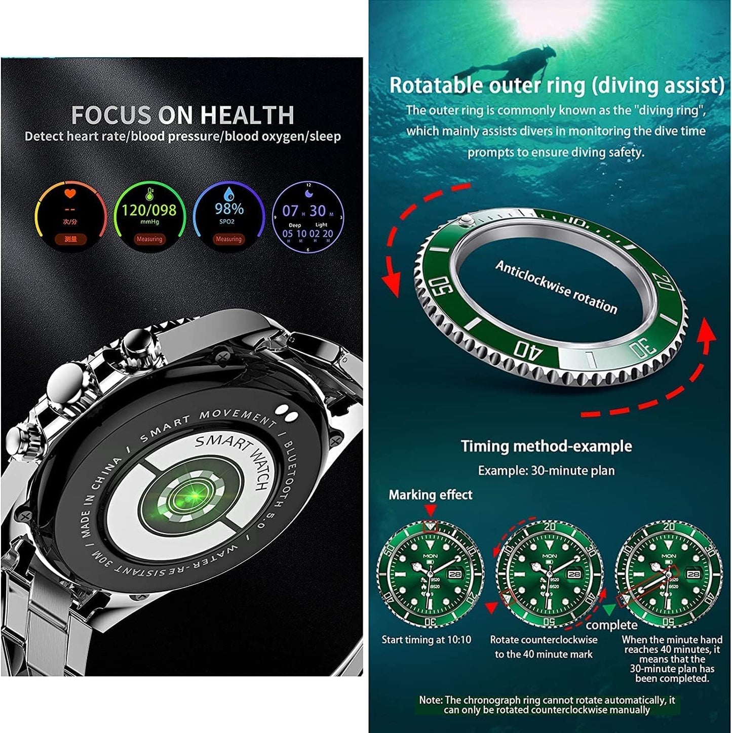 Smart Fitness Watch Heart Rate Activity Tracker Bluetooth Sports Watch