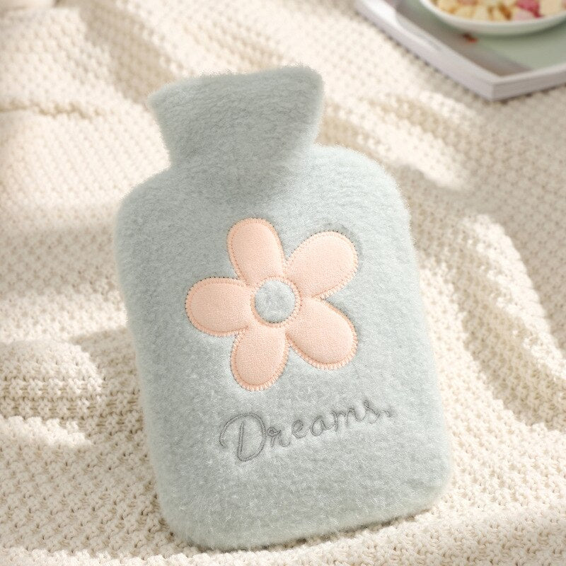 Soft Hot Water Bottle with Plush Cover – Cozy Winter Heat Therapy