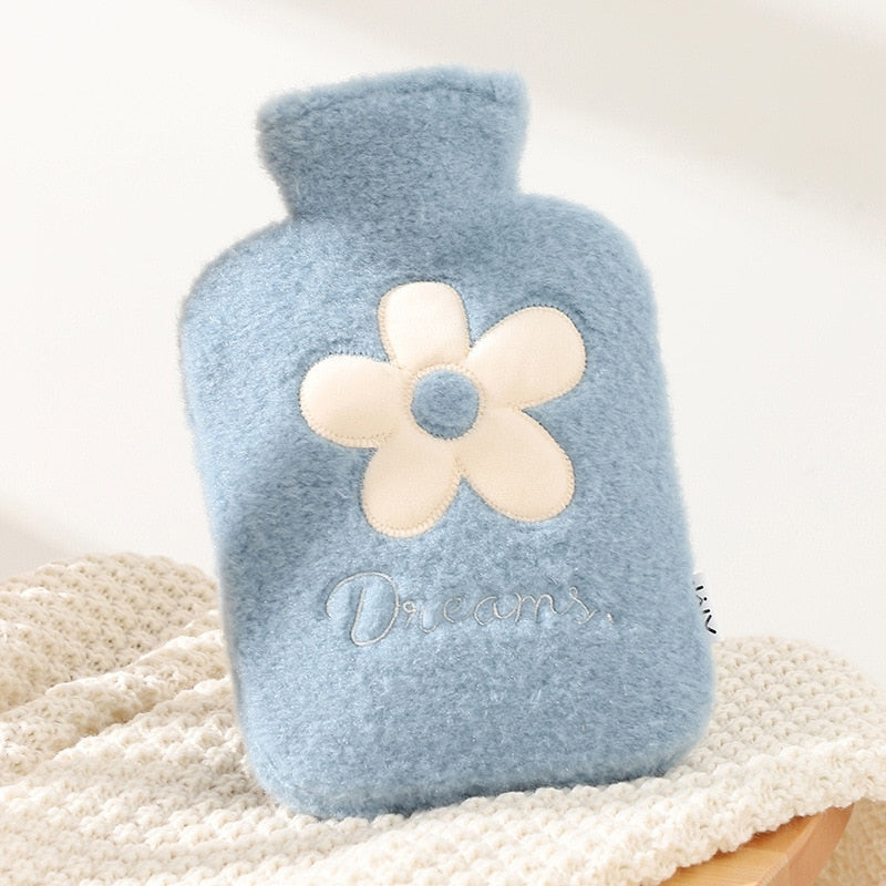 Soft Hot Water Bottle with Plush Cover – Cozy Winter Heat Therapy