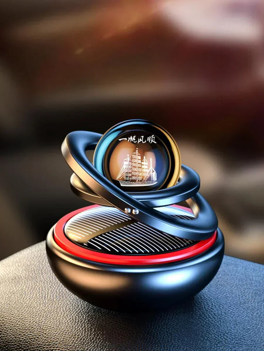 Solar Car Air Freshener 360° Rotating Auto Fragrance Diffuser
