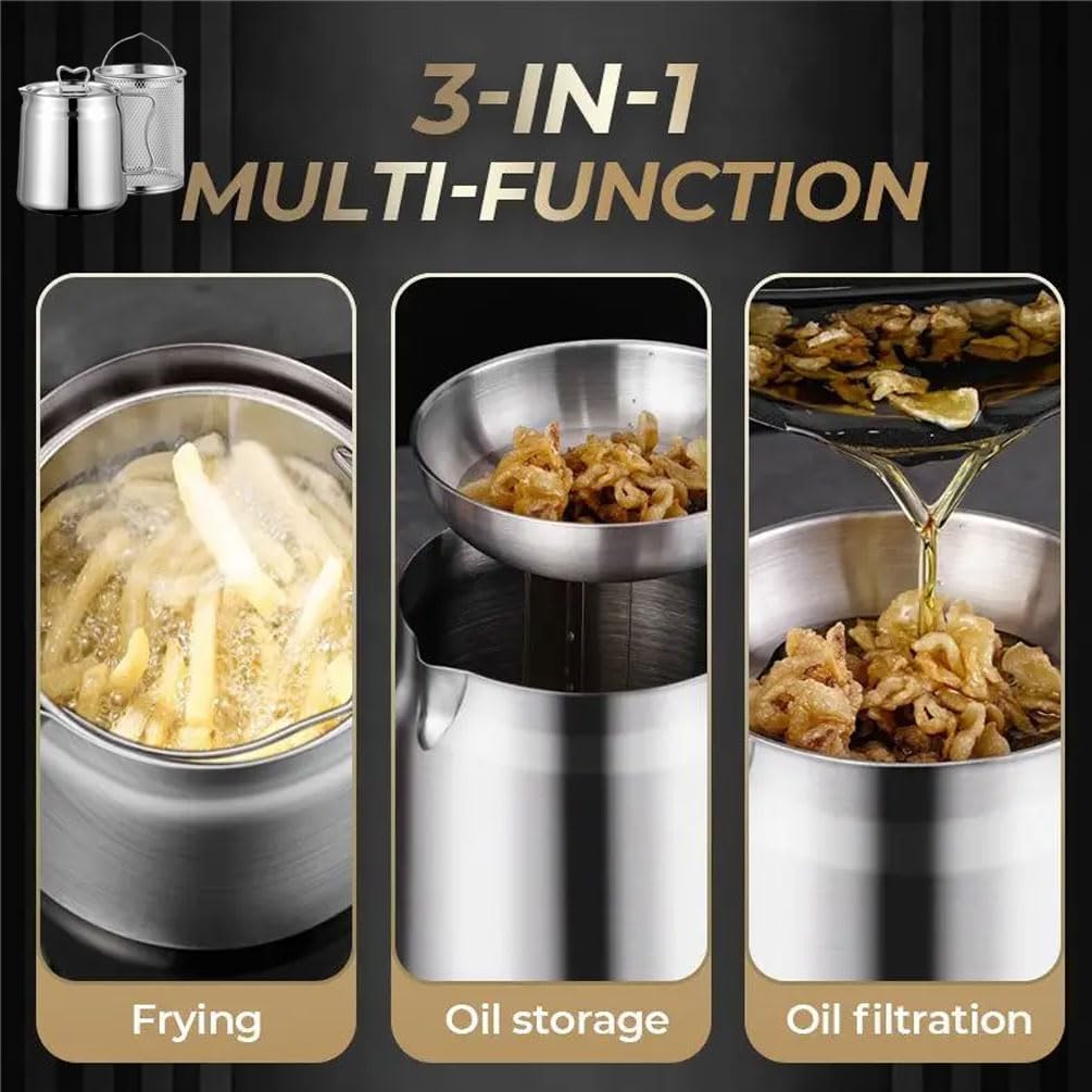 Stainless Steel Oil Filter Pot Cooking Storage Container