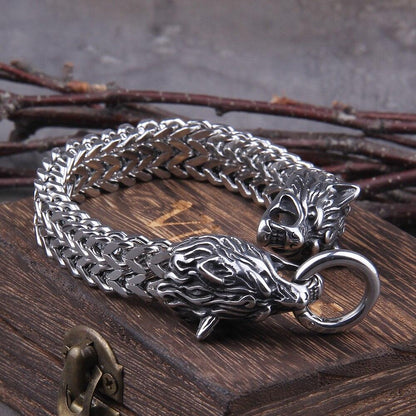 Stainless Steel Viking Wolf Bracelet Nordic Style Jewelry