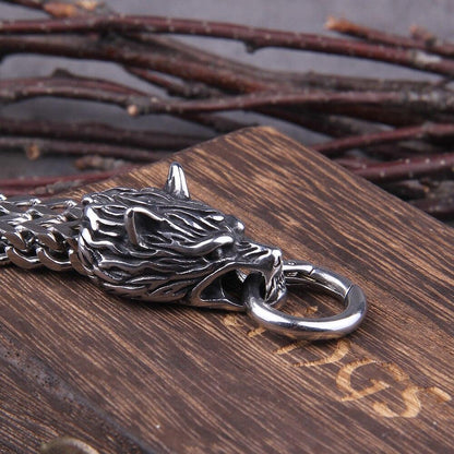 Stainless Steel Viking Wolf Bracelet Nordic Style Jewelry