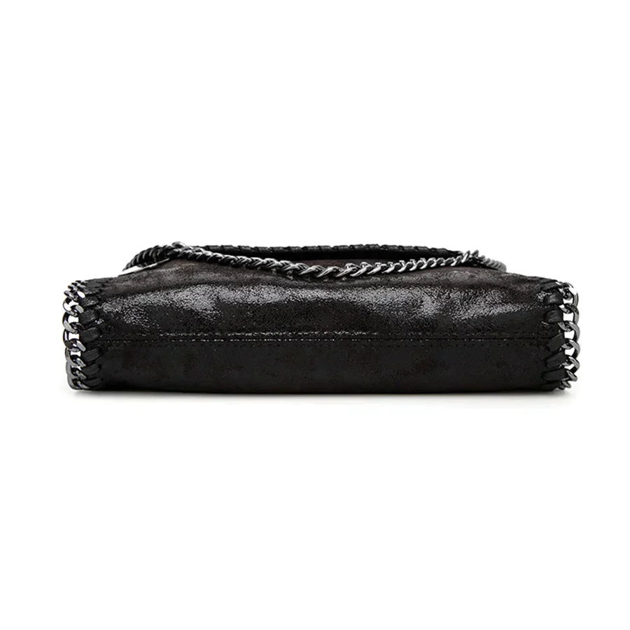 Suede Chain Detail Clutch Bag Elegant Evening Handbag
