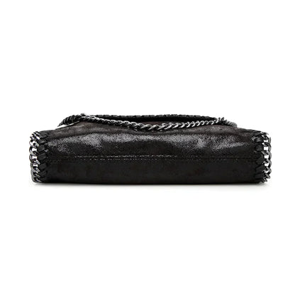 Suede Chain Detail Clutch Bag Elegant Evening Handbag