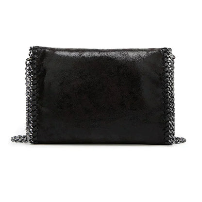 Suede Chain Detail Clutch Bag Elegant Evening Handbag