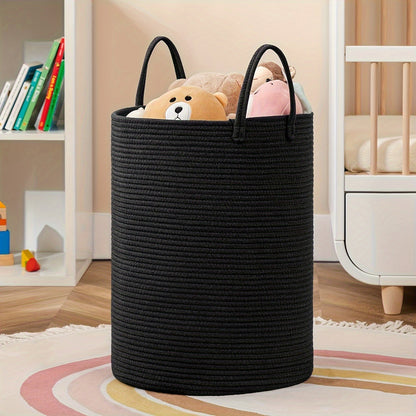 Two Tone Laundry Basket Large Capacity Storage Hamper Woven Fabric