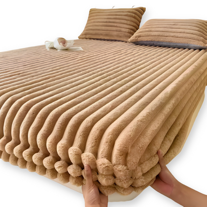 Ultra Soft Ribbed Fitted Sheet Bedding Set With Pillowcases