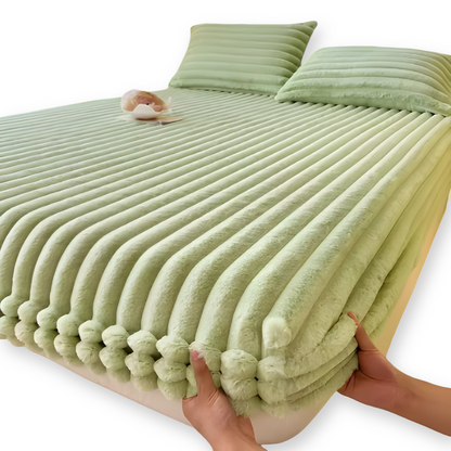 Ultra Soft Ribbed Fitted Sheet Bedding Set With Pillowcases