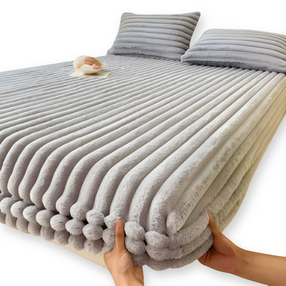 Ultra Soft Ribbed Fitted Sheet Bedding Set With Pillowcases