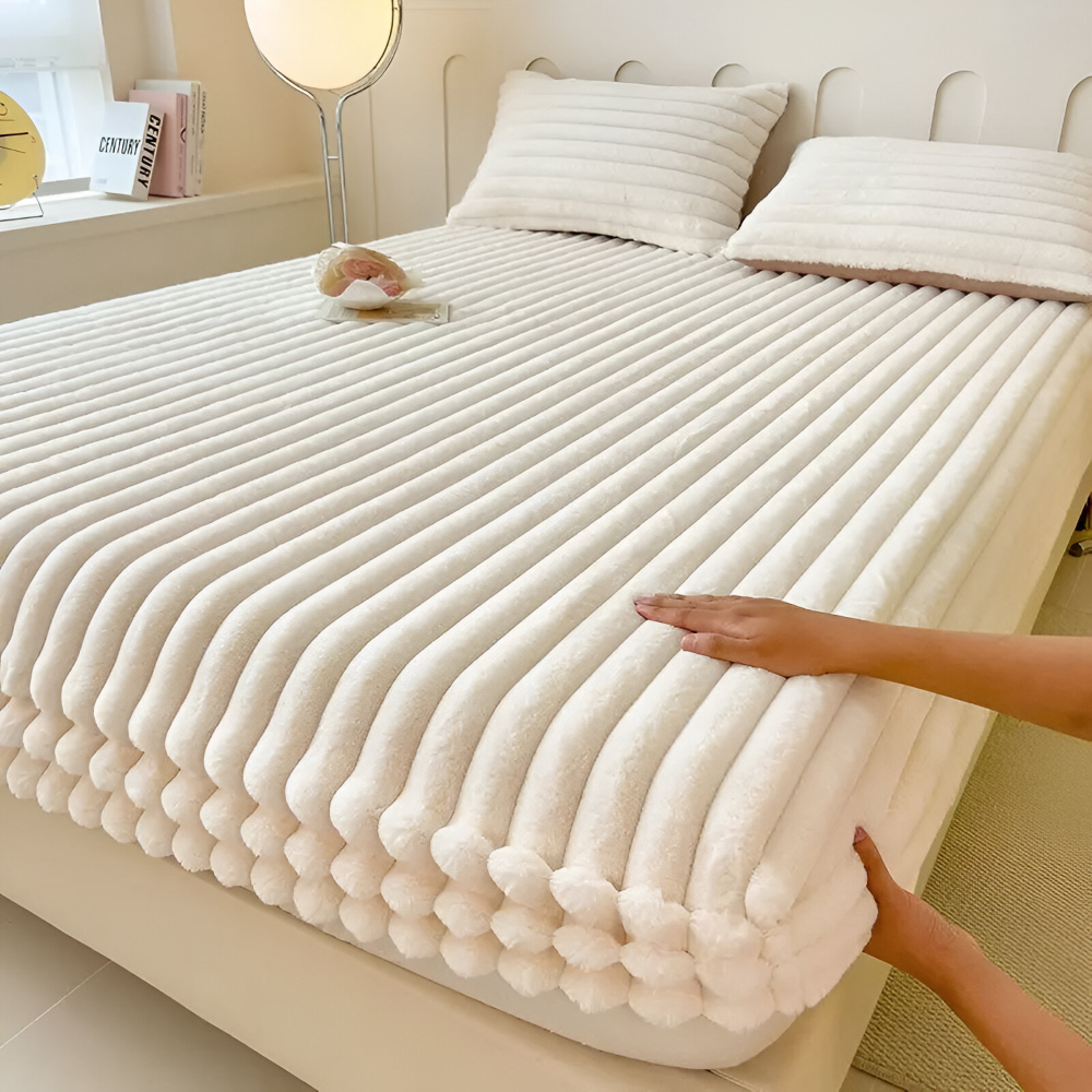 Ultra Soft Ribbed Fitted Sheet Bedding Set With Pillowcases