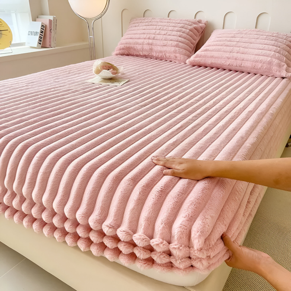 Ultra Soft Ribbed Fitted Sheet Bedding Set With Pillowcases