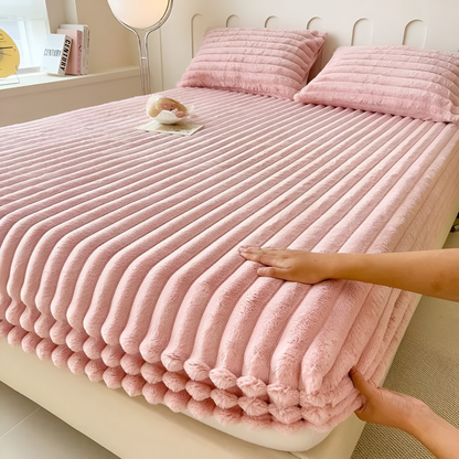 Ultra Soft Ribbed Fitted Sheet Bedding Set With Pillowcases