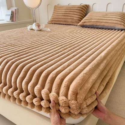 Ultra Soft Ribbed Fitted Sheet Bedding Set With Pillowcases
